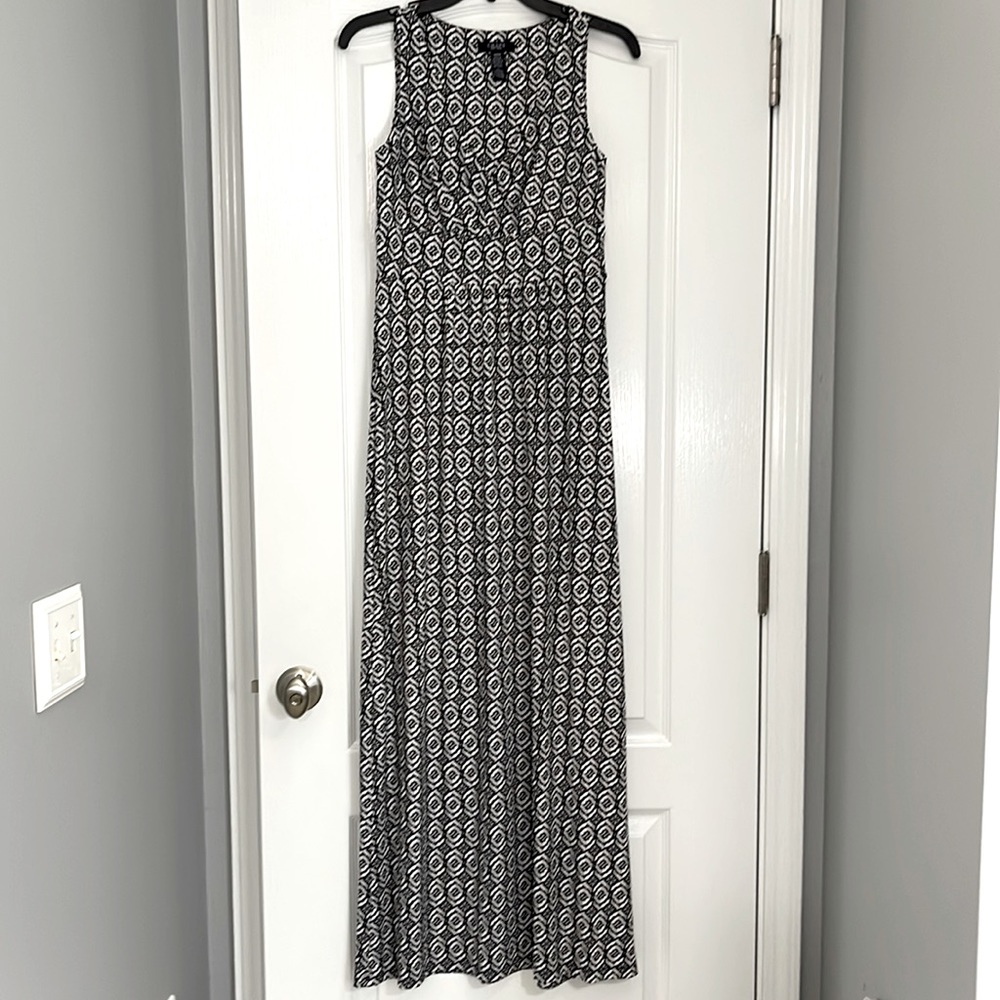 Chaps Black White Maxi Dress Size S